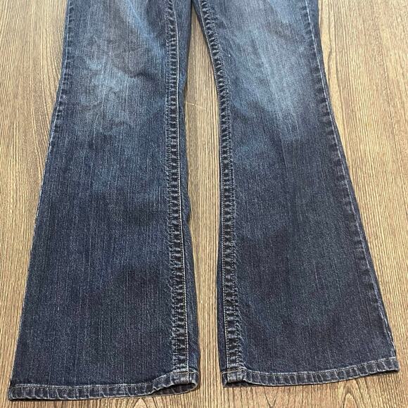 Eddie Bauer Bootcut Jeans Mid Rise Denim Cotton Blend Dark Wash Blue Size 8R - Picture 2 of 11